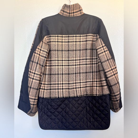 GANNI Plaid Tech  Wool Blend Coat - Picture 5 of 16